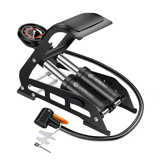 VERENO Bike Floor Foot Pump,Portable Air Pump Inflator Pump with 160PSI Precision Pressure Gauge Fits Presta Schrader and Deutschland Valve for Bicycle,Ball,Scooter,Car,Toys Inflatable
