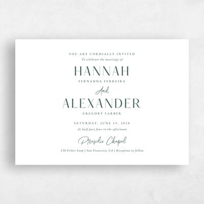 Forest, Green Wedding Invitation - Milford Landscape Letterpress
