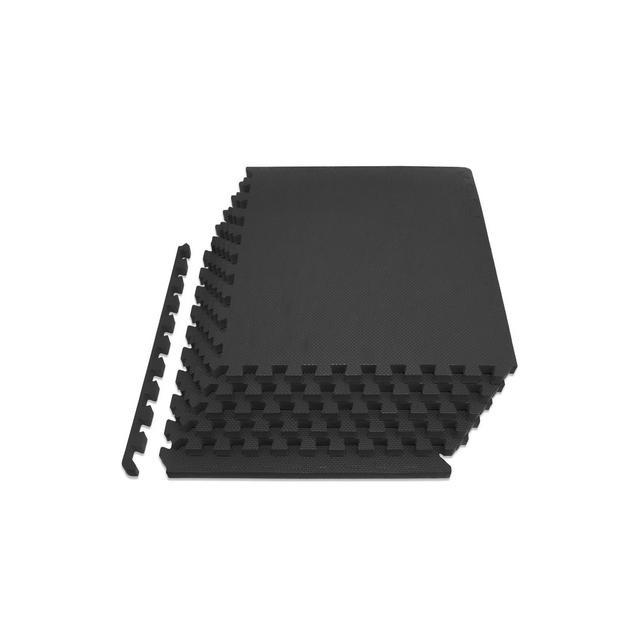 ProsourceFit Exercise Puzzle Mat 3/4-in, Black, 24 Sq Ft - 6 Tiles