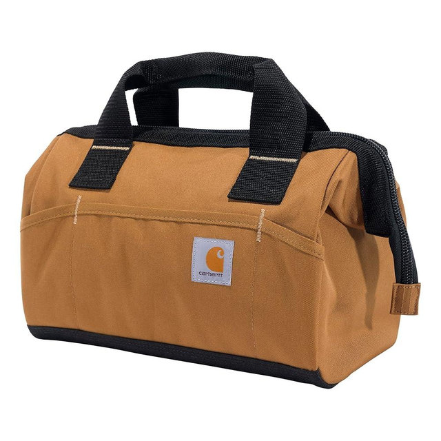 Carhartt Onsite Tool Bag, Durable Water-Resistant, Tool Storage Bag, Midweight, 13-Inch 15 Pocket, Carhartt Brown