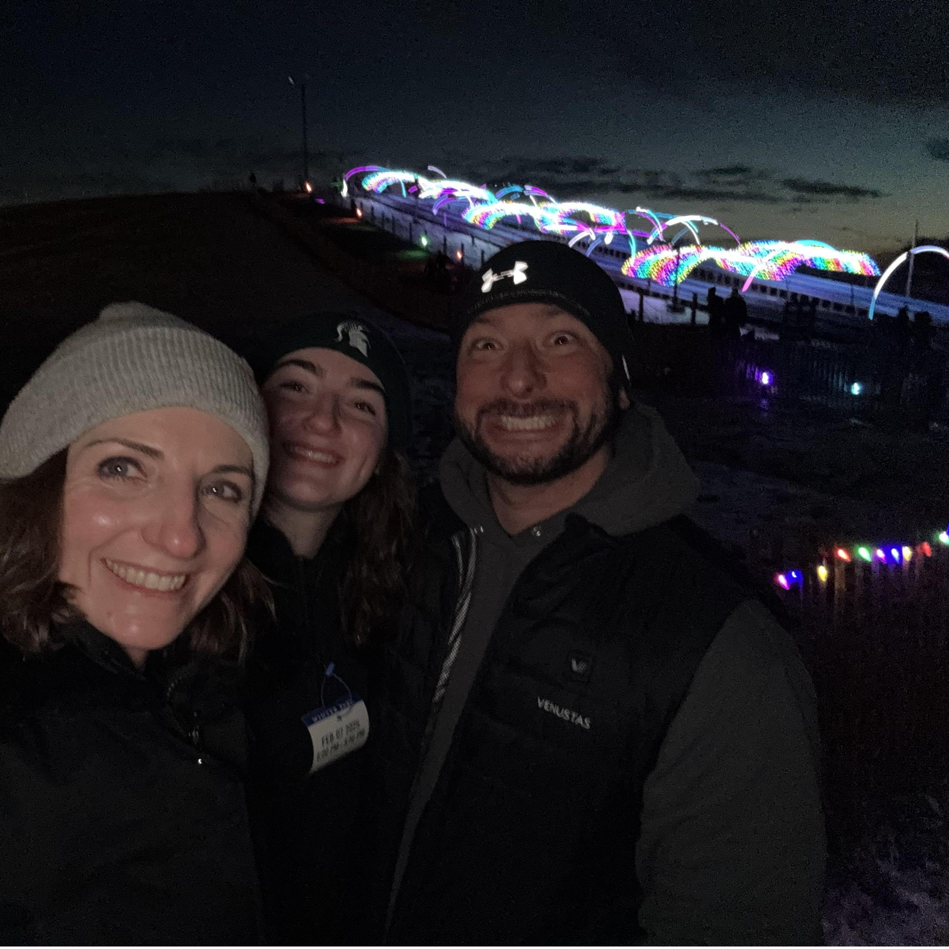 Night sledding with the 3 of us. February 2025.