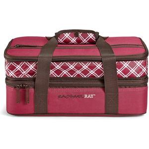 Rachael Ray Expandable Lasagna Lugger, Plaid Burgundy