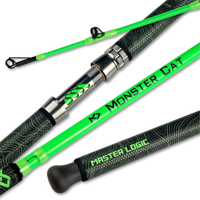 MASTER LOGIC Monster Catfish Rod, 1 Piece 7’ Glow in The Dark Catfishing Casting Rods Durable S-Glass and Carbon Graphite Catfish Fishing Pole Super Grip with EVA Foam Medium Heavy