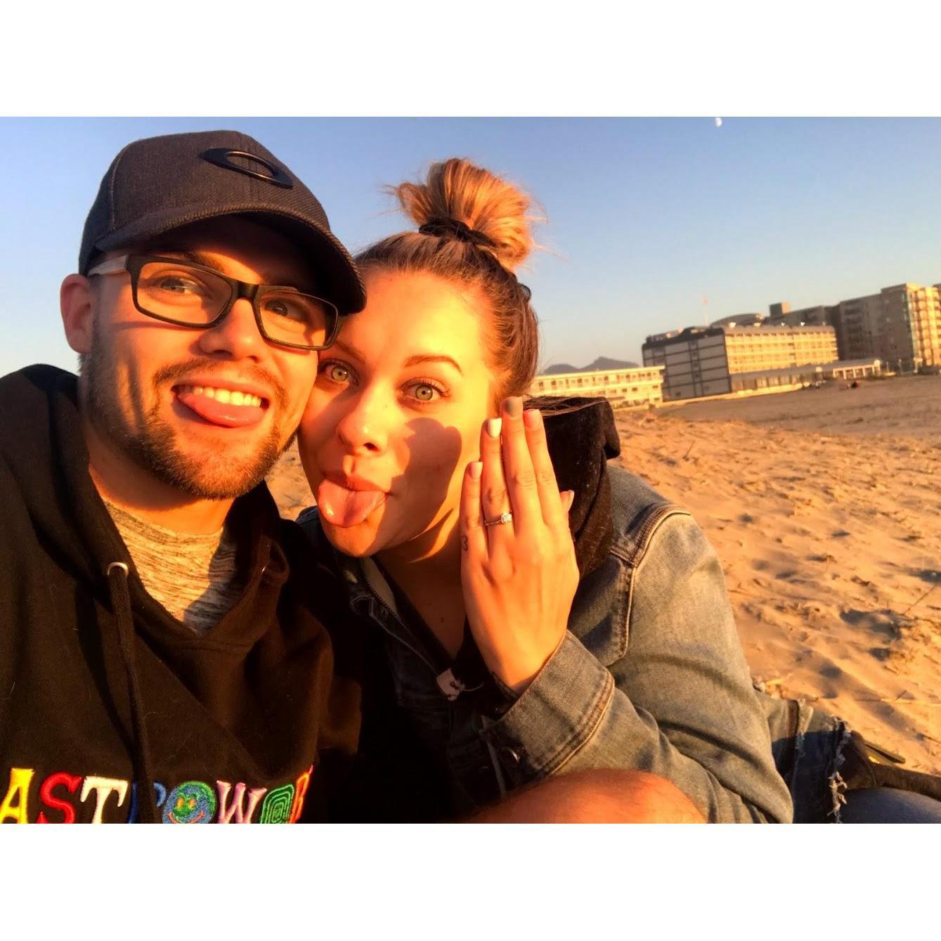 right after we got engaged, there was the most perfect sunset at cannon beach.