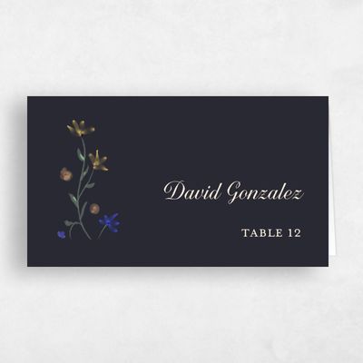 Ebony, Black Wedding Place Card - Harebell