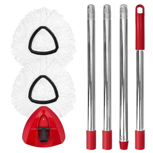 Nuorest Spin Mop Replacement Set for O-Ceda EasyWring 1-Tank System, Includes 2 Mop Head Replacement, 1 Mop Handle (30-58in Adjustable 4-Section Pole), 1 Spin Base