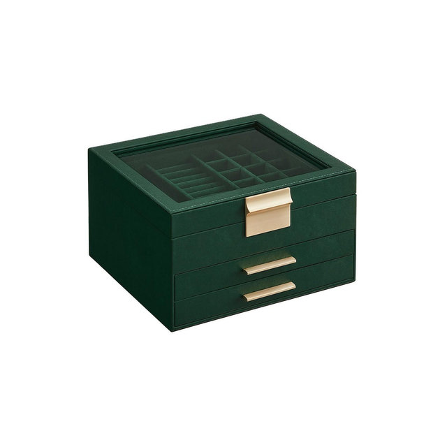 Slickblue Jewelry Box With Glass Lid, Multi-layer Jewelry Organizer, For Big And Small Jewelry