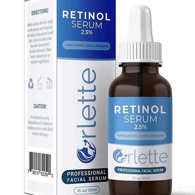 Orlette Retinol Serum 2.5% - Professional Grade Skincare - Vitamin A and E, Hyaluronic Acid - Anti-Aging, Hydrating Skin and Face Moisturizer - Wrinkle, Acne Spot, Pigmentation, Blemish Remover - 30ml