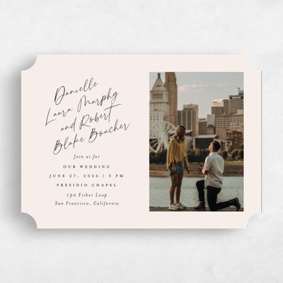 Beige Ticket Wedding Invitation - Atlas Photo