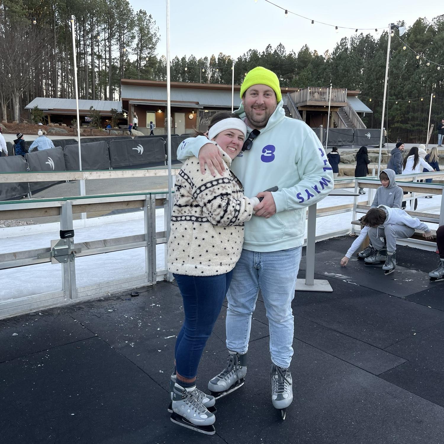 Margaret teaching Jeffrey how to skate