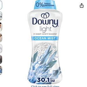 Downy Light Laundry Scent Booster Beads, Ocean Mist Scent, 30.1 OZ, In Wash Fabric Beads Designed To Be Gentle With A Light Boost Of Scent, No Heavy Perfumes