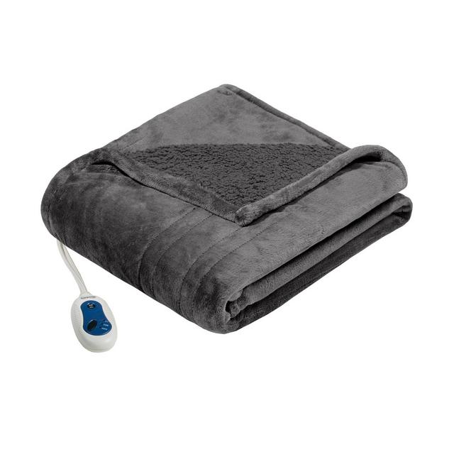 Beautyrest Berber Heated Microlight Throw Blanket in Grey