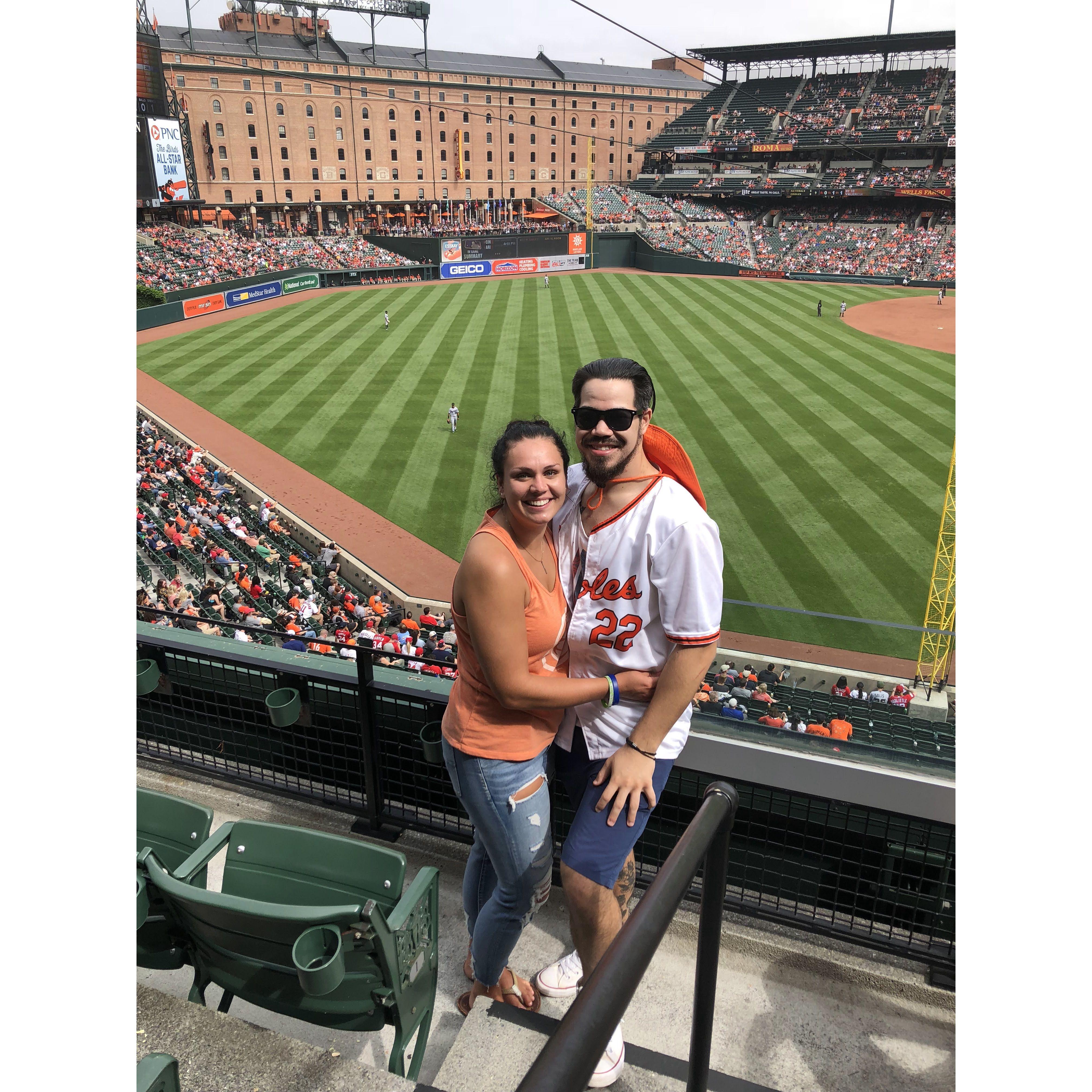 Our first picture taken together at Camden Yards in 2018.
