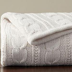 Cozy Cable Knit Throw, 50 x 60", Ivory