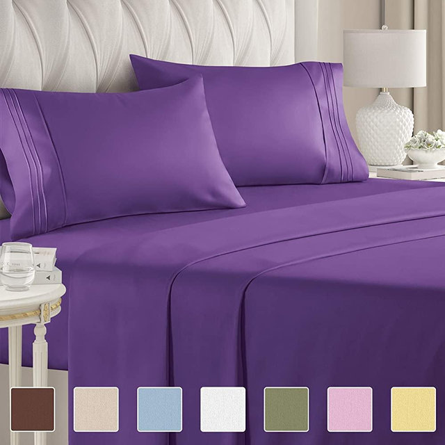 California King Size Sheet Set - 4 Piece Set - Hotel Luxury Bed Sheets - Extra Soft - Deep Pockets - Easy Fit - Breathable & Cooling - Wrinkle Free - Comfy – Purple Plum Bed Sheets - Cali King