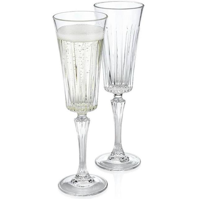 “Bride and Groom” Italian Wedding Crystal Champagne Toasting Flute 2-Piece Set, Crafted in Tuscany (Gift Box Collection)