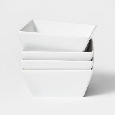 20oz White Porcelain Square Bowls (4) - Threshold™