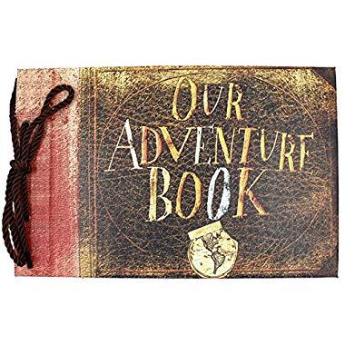 T-HAOHUA Anniversary Photo Album Scrapbook - Our Adventure Book Wedding Photo Album Scrapping 11.6"x7.5" inches, 80 Pages - Includes Bonus 5 Postcards and 5 Self-Adhesive Photo Corners