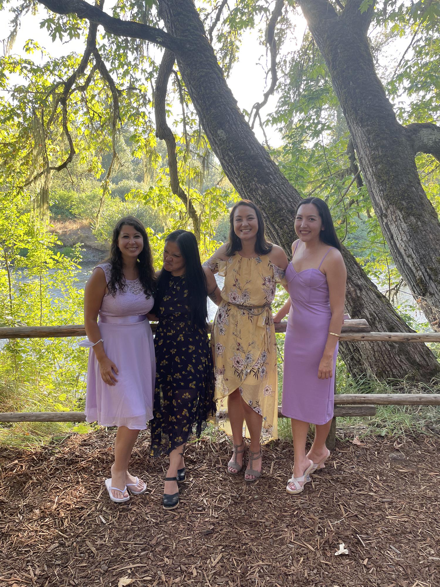 Some of the Eugene Family gals celebrating Kendra and Jesse on their wedding day! We're so lucky to have talented friends; Jesse is the jeweler who cast our wedding bands :D
