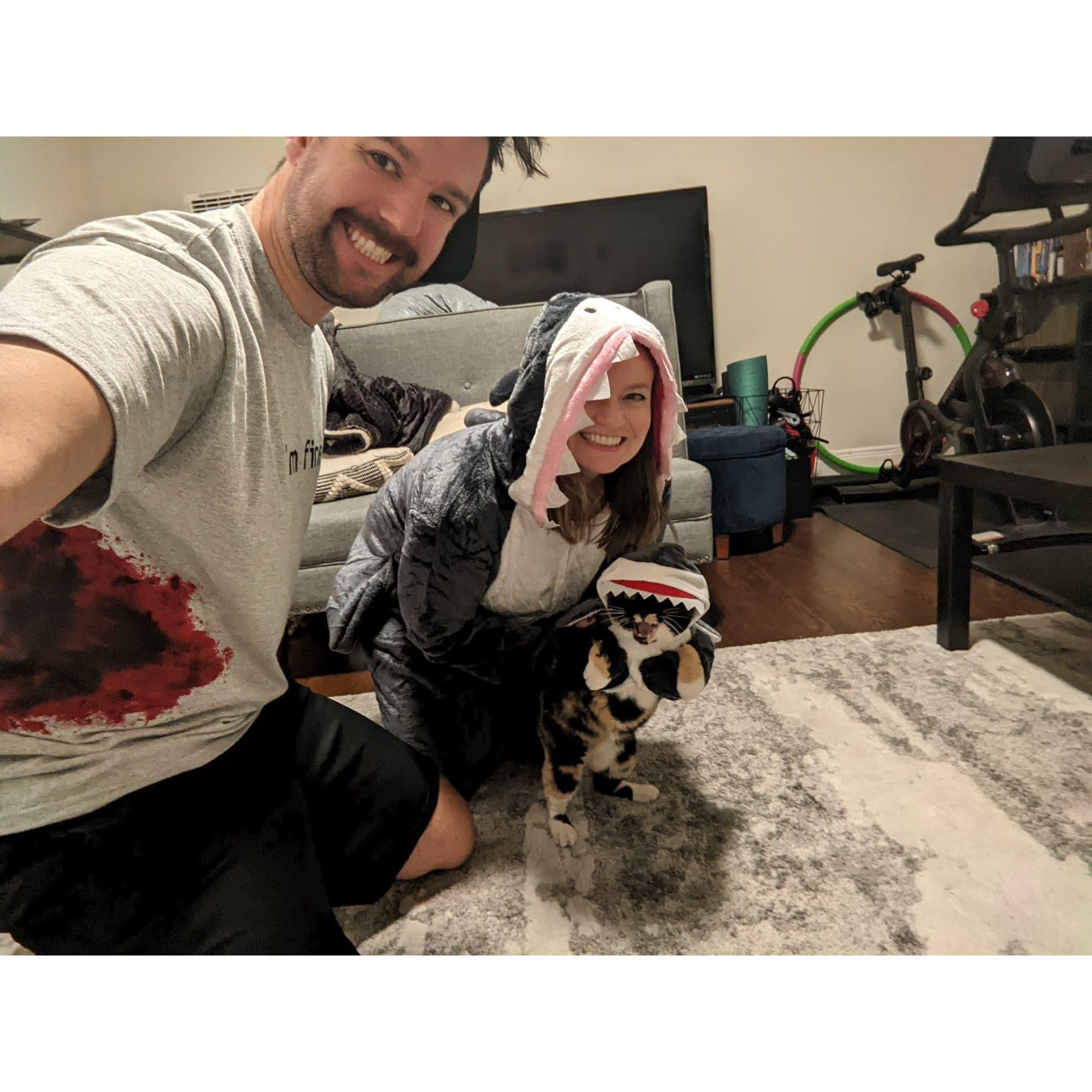 Halloween "virtual party" for work with Dixie Boo Boo as a shark