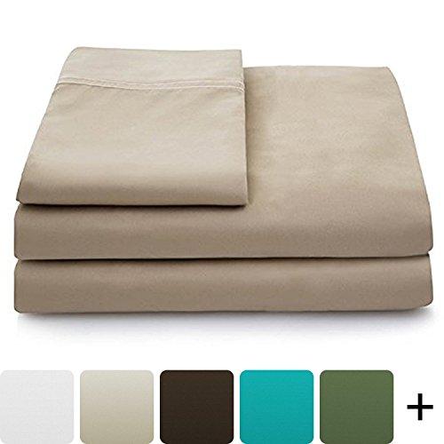 Cosy House Collection Luxury Bamboo Bed Sheet Set - Hypoallergenic Bedding Blend from Natural Bamboo Fiber - Resists Wrinkles - 4 Piece - 1 Fitted Sheet, 1 Flat, 2 Pillowcases - Queen, Tan
