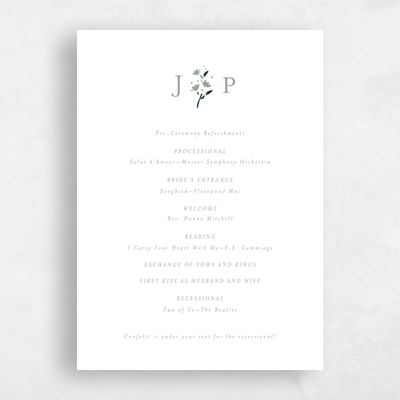 Sage, White Wedding Program - Regal