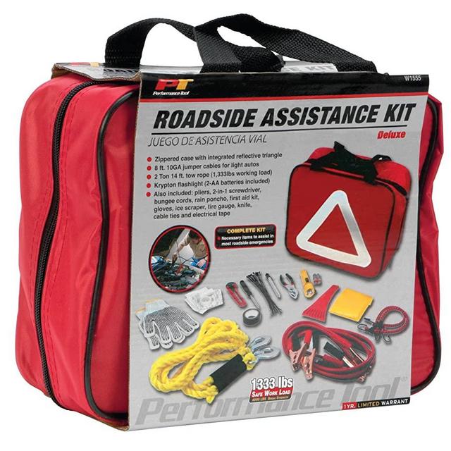 Performance Tool W1555 Deluxe Roadside Emergency Assistance Kit With Jumper Cables