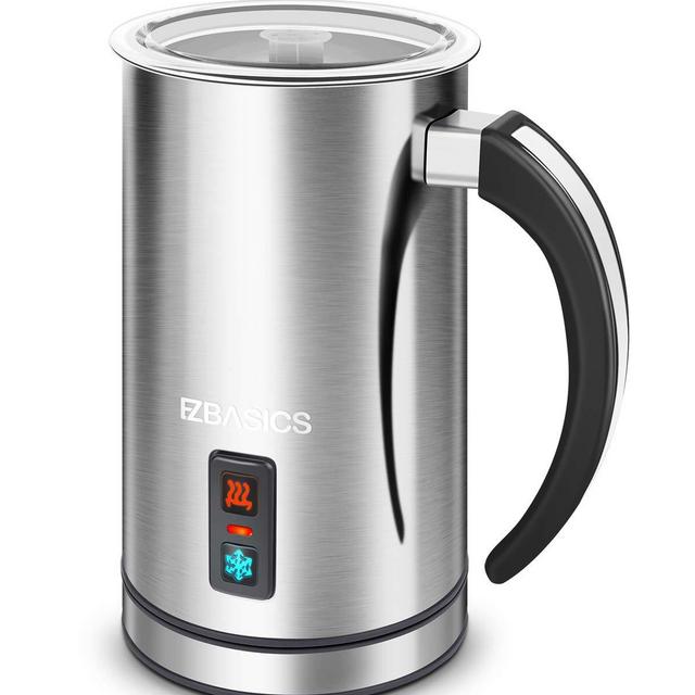 Milk Frother, EZBASICS Electric Milk Steamer Stainless Steel, 8.4oz/250ml Automatic Hot and Cold Foam Maker, Milk Warmer for Coffee, Latte, Cappuccinos with Two Whisks for Frothing and Heating Milk