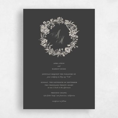 Dark Charcoal, Grey Wedding Invitation - Heloise Classic