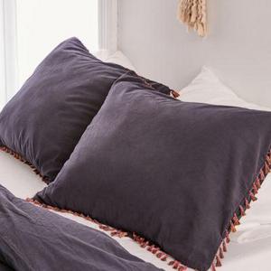 Washed Cotton Tassel Sham Set- Night Sky
