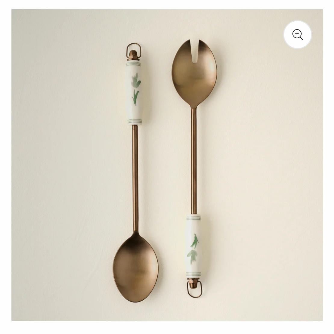 Copper Floral Serving Utensil Set