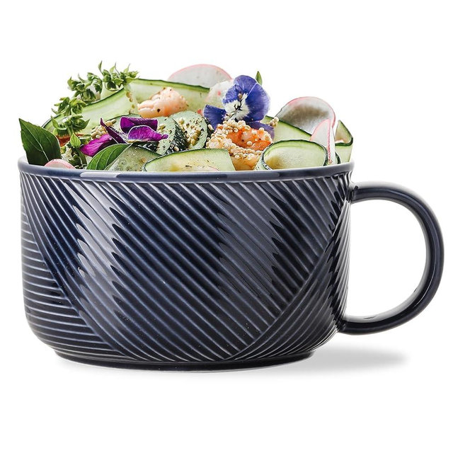 Adewnest Soup Bowl with Handle : 38 OZ Oversized Soup Mug with Handle - Microwave Safe Ceramic Bowl for Kitchen - Extra Large Soup Cup - Navy, 6 Inch