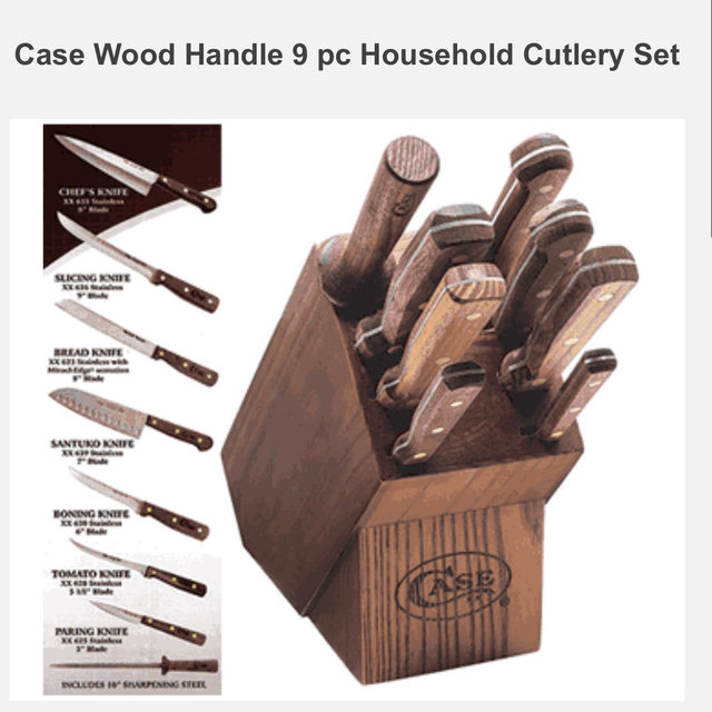 Mott’s - Spurger, TX / Case Wood Handle 9 pc Household Cutlery Set