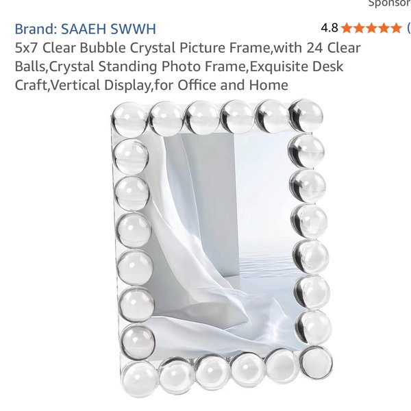 5x7 Clear Bubble Crystal Picture Frame,with 24 Clear Balls,Crystal Standing Photo Frame,Exquisite Desk Craft,Vertical Display,for Office and Home