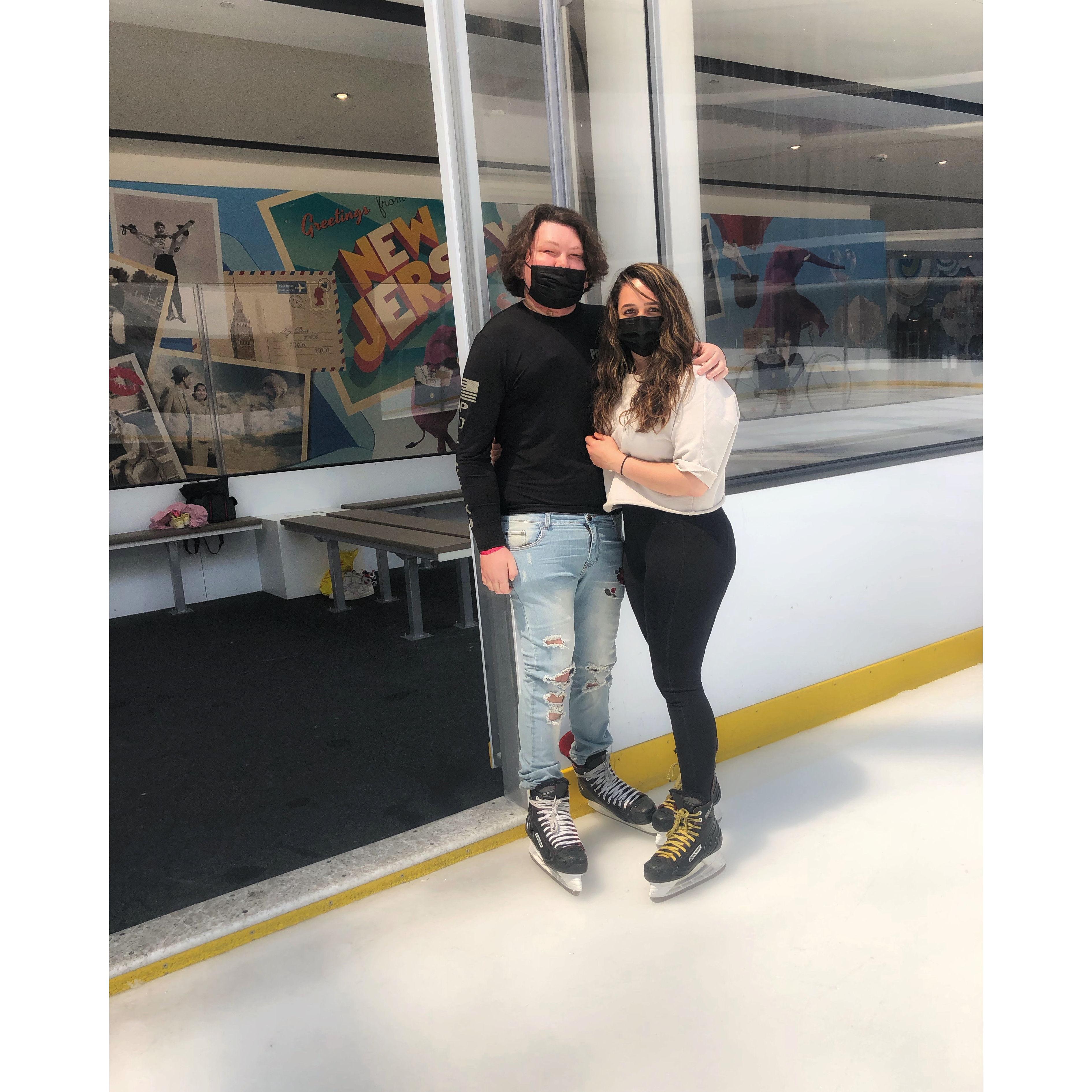One of our first dates, ice skating.
