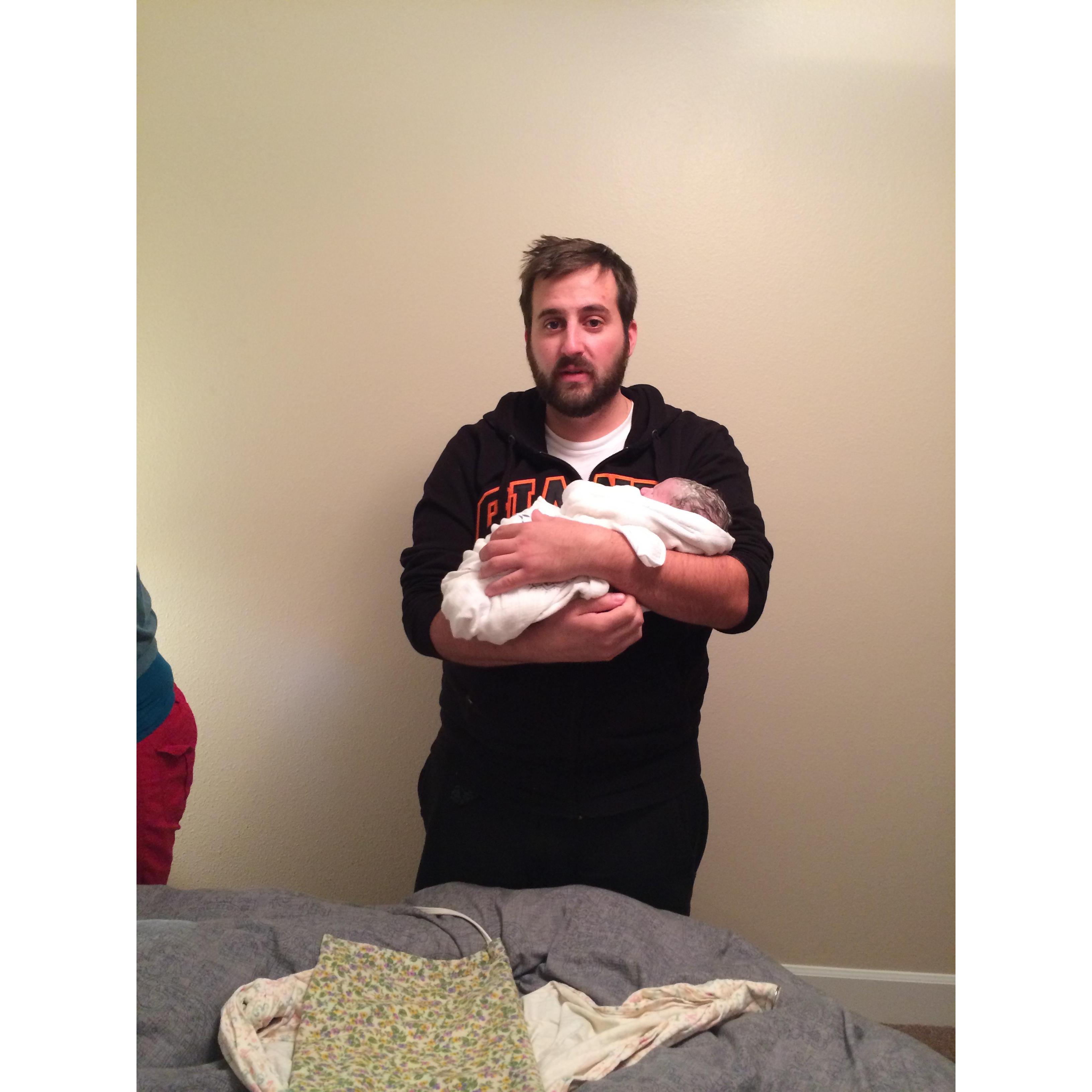 First day as dad, October 4th 2014. It got real, real fast.