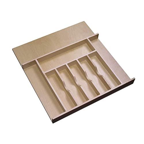 Rev-A-Shelf 4WCT-3SH Short Trim-to-Fit Wooden Cutlery Tray Insert Utensil Organizer for Kitchen Cabinet Drawers, Natural Maple