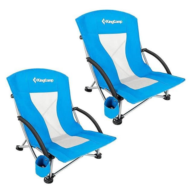 KingCamp Low Sling Beach Chair for Camping Concert Law, Low and High Mesh Back Two Versions