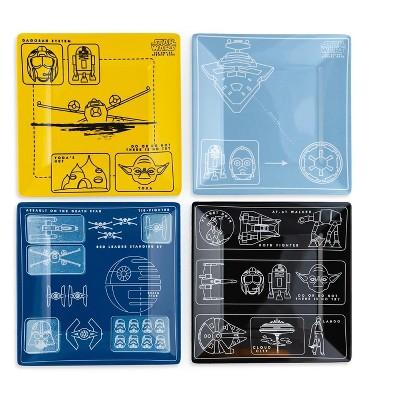 Seven20 Star Wars Melamine Plate Set - 4 Pieces - Vehicle Schematics
