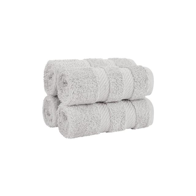 American Soft Linen 4 Pack Washcloth Set, 100% Cotton Washcloth Hand Face Towels for Bathroom and Kitchen,Silver