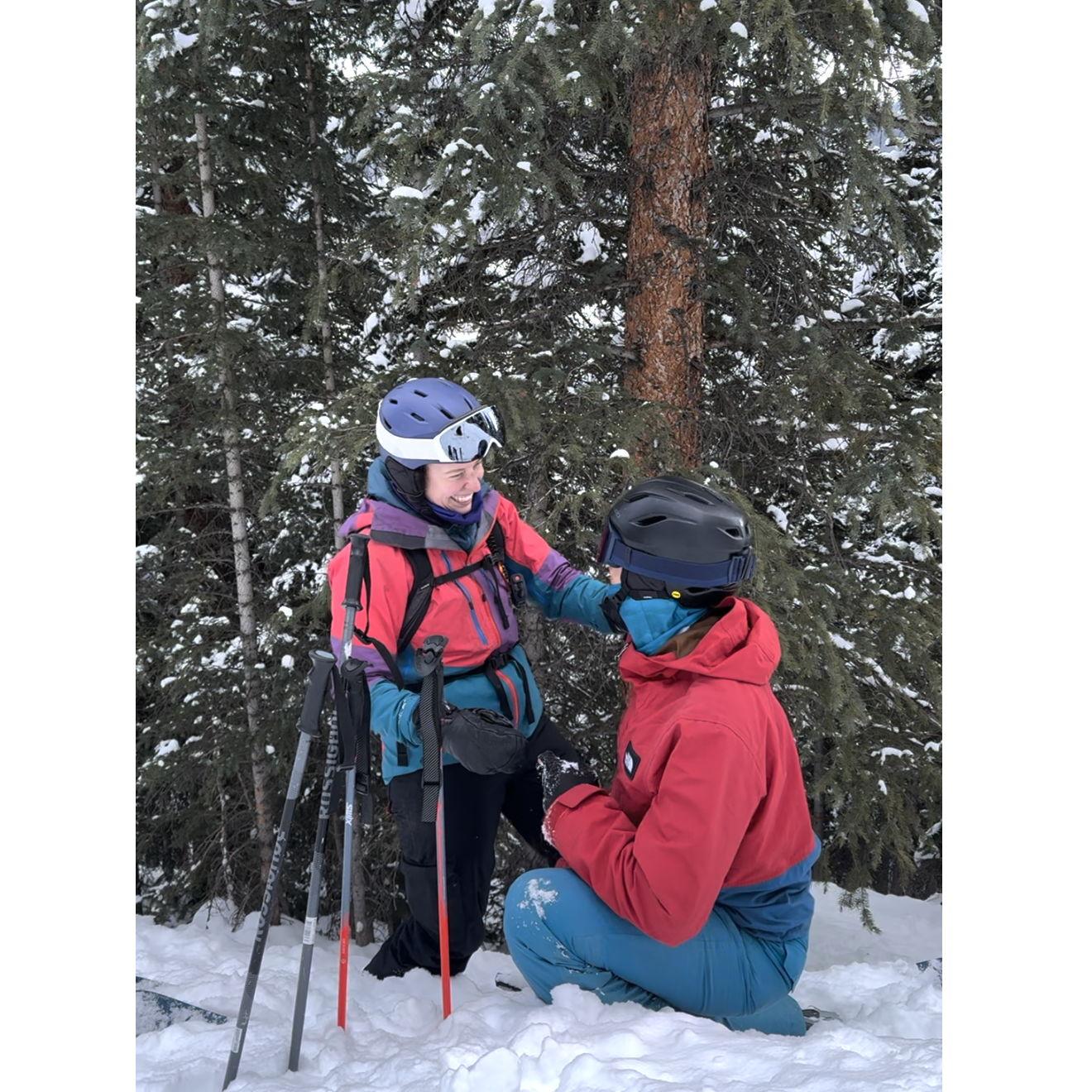 At the start of dating, Micah asked Chelsea to be "official" while we were skiing one day after Christmas. As a call back to this, Micah proposed on the slopes on Lunar New Year!