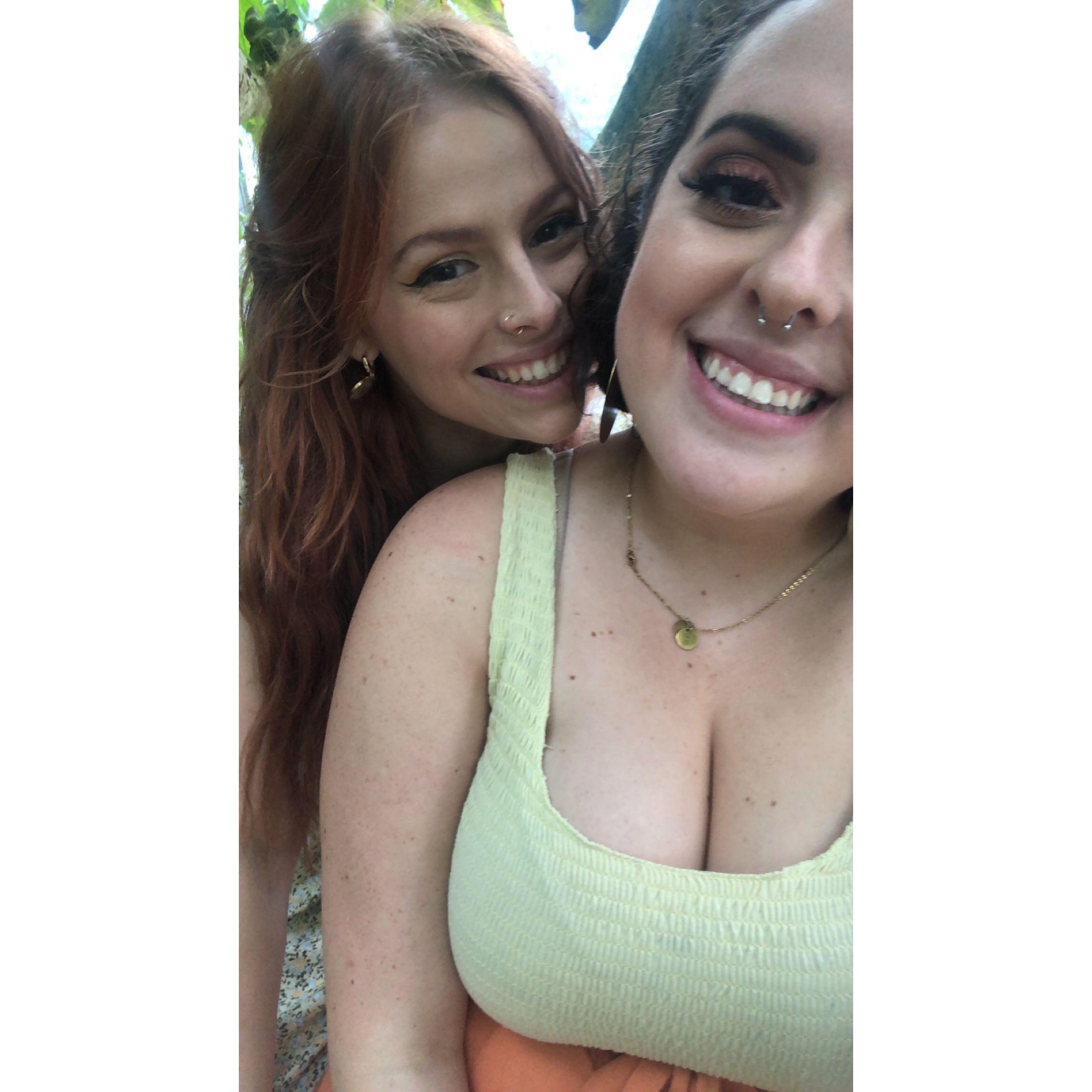 This was on our first date! We went to the Natural History Museum and the butterfly exhibit. I knew right here I was going to marry her -R