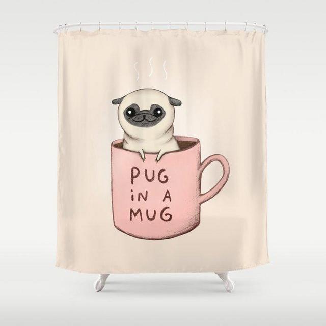 Pug in a Mug Shower Curtain