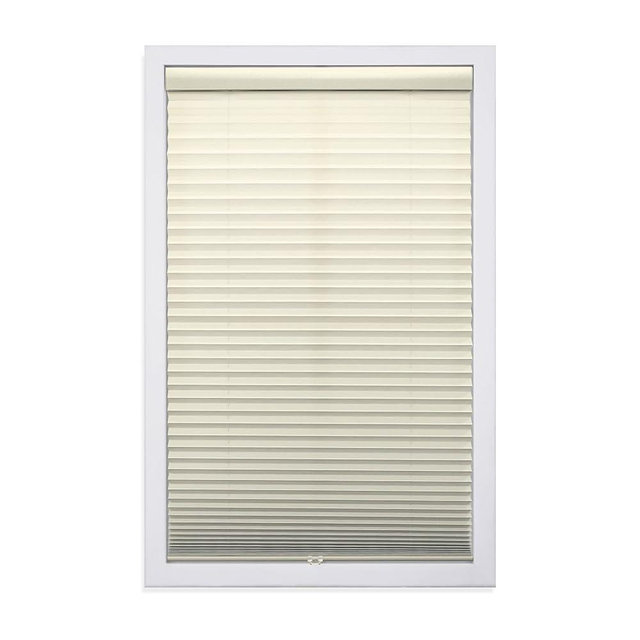 DEZ FURNISHINGS Cordless 1" Light Filtering Pleated Shade, Fabric, 31" W x 48" H, Ecru
