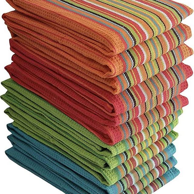 Simpli-Magic 79335 Kitchen Dish Towels, 16x27 Inches, Salsa Stripe, 8 Pack, Multi
