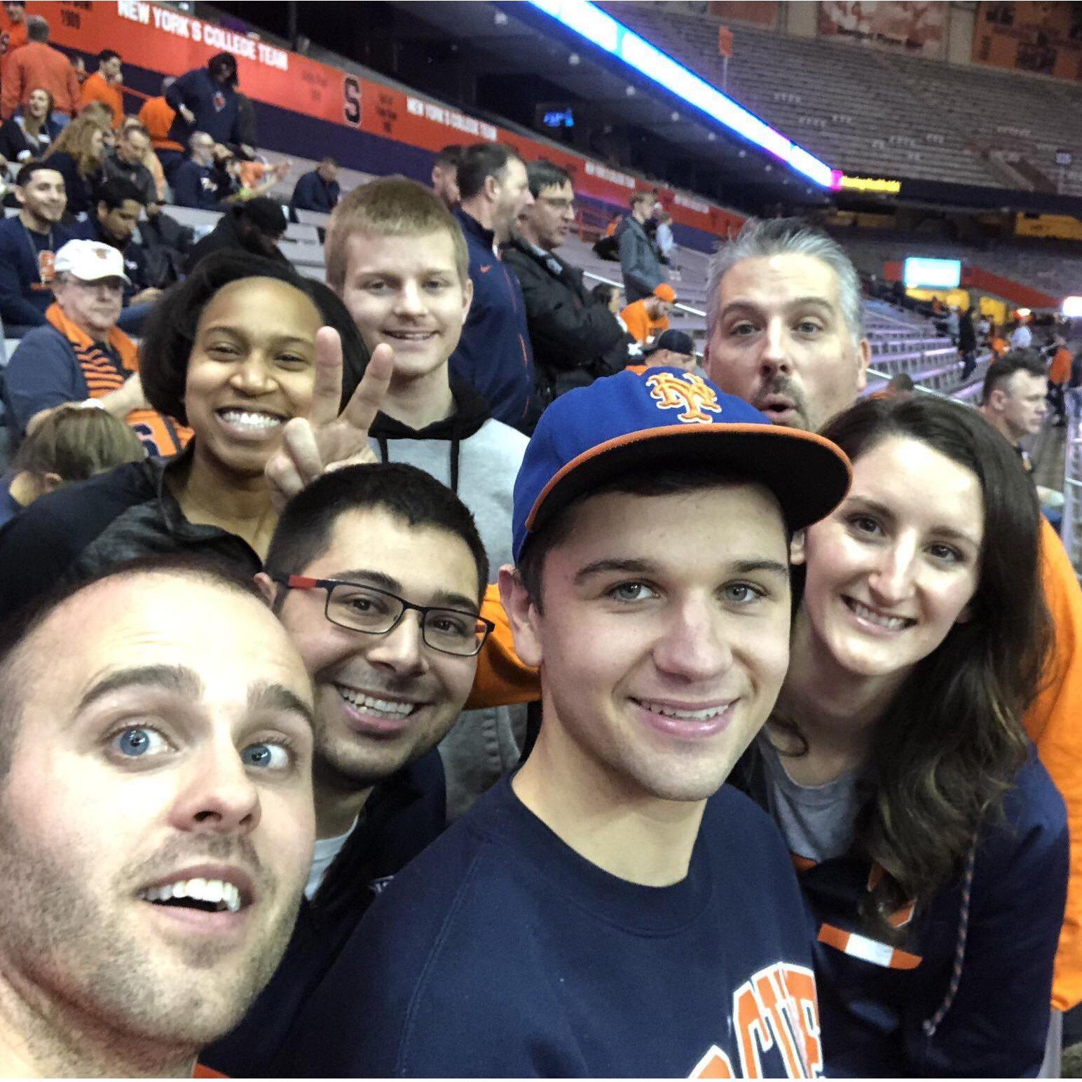 Game day at Cuse organized by the Commissioner, Cody Glickert. Got the bonus entertainment of a win and a few crazy fans!