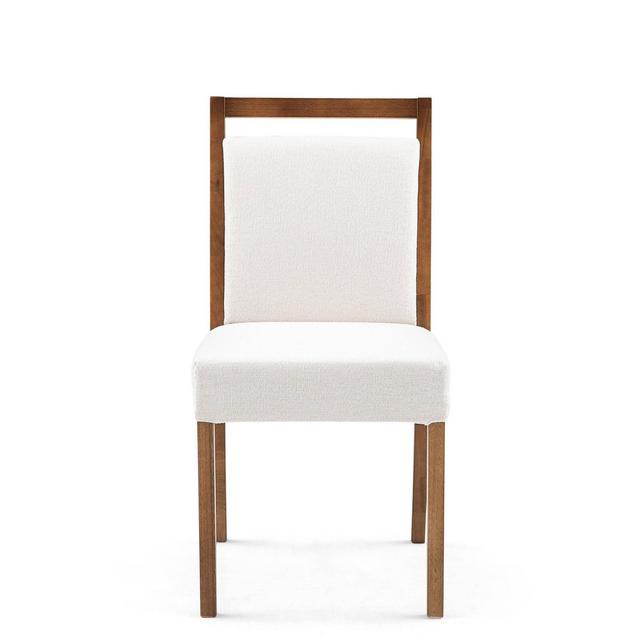 Set of 2 Wood Frame Upholstered Dining Chairs Off White - Herval
