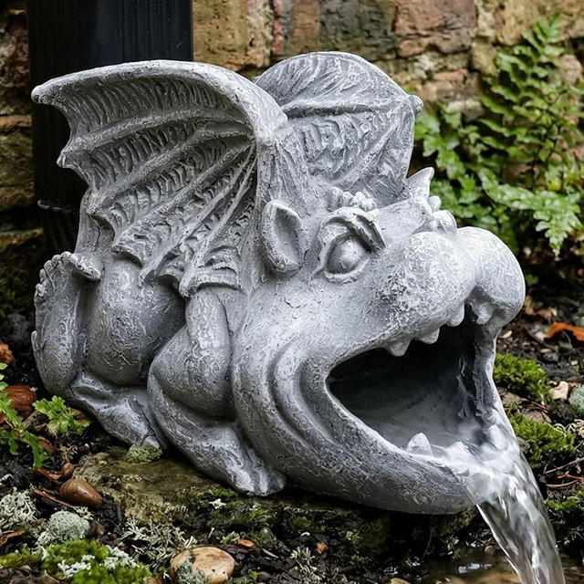 Elenon Gargoyle Decorative Gutter Downspout Extension Statue, Gutter Guardian Rain Downspout Extender, Garden Splash Block Outdoor Sculpture for 3" × 4" Down Spouts Decor