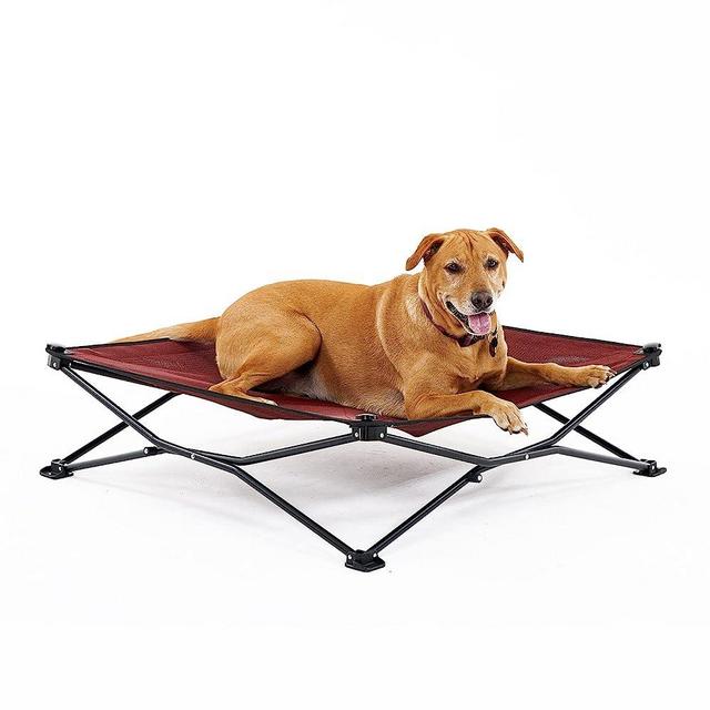 Coolaroo On The Go Cooling Elevated Dog Bed, Portable for Travel & Camping, Collapsible for Storage, Large, Brick