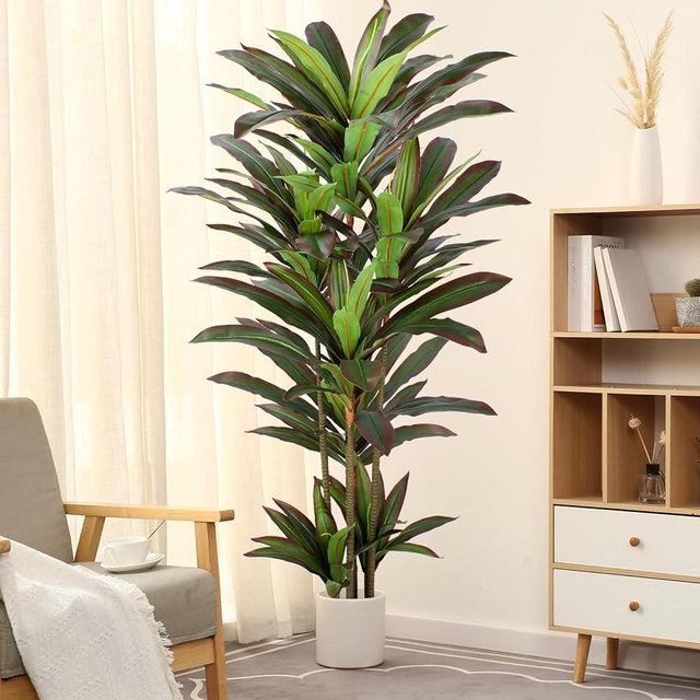 FLOWORLD Dracaena Artificial Plant 5ft Red Yucca Silk Tree Faux Plants Indoor Tall Fake House Floor Plants Realistic Artificial Trees for Home Office Decor Indoor Outdoor Housewarming Gift